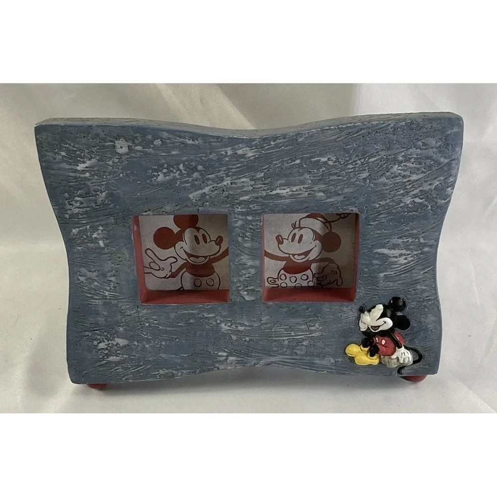 Disney Mickey Mouse Picture Frame 2 Picture Openings Blue/Gray Heavy